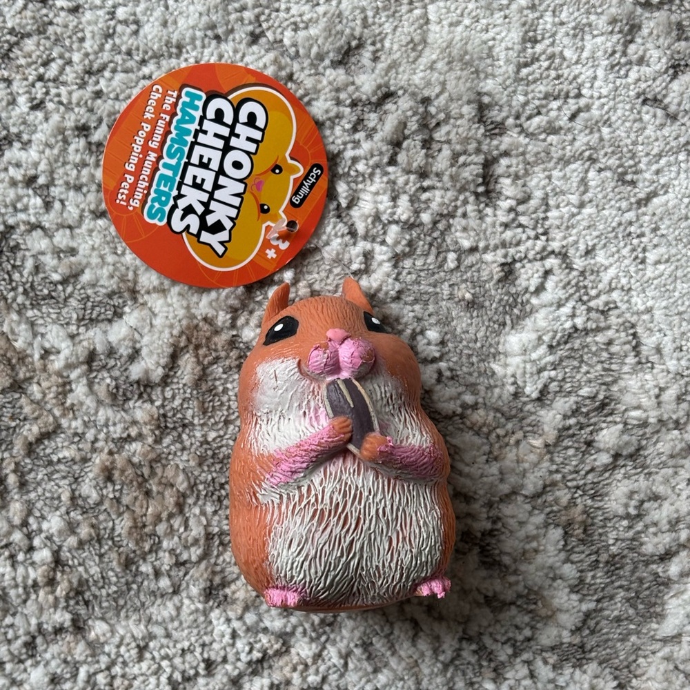 Chunky Cheeks Hamster Orange & White Squeeze Toy - Cheeky Pet Stress Reliever